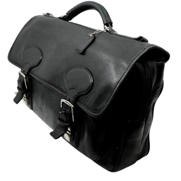 COACH~Conner~5237~VINTAGE BLACKGLOVE LEATHER LAPTOP ATTACHE TRAVEL BAG - Picture 2 of 7